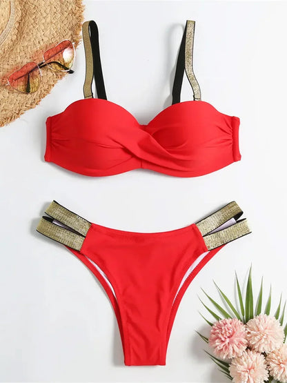Underwired Push Up Bikini Women Swimsuit Female Swimwear Two-pieces Bikini set With Bra Cup Bather Bathing Suit Swim Beachwear