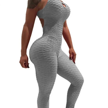 Open-Back Cross-Body Fitness Suit Peach-Shape Sports Bra and Leggings Jumpsuit Women's Tight Sweatshirt for Yoga and Fitness