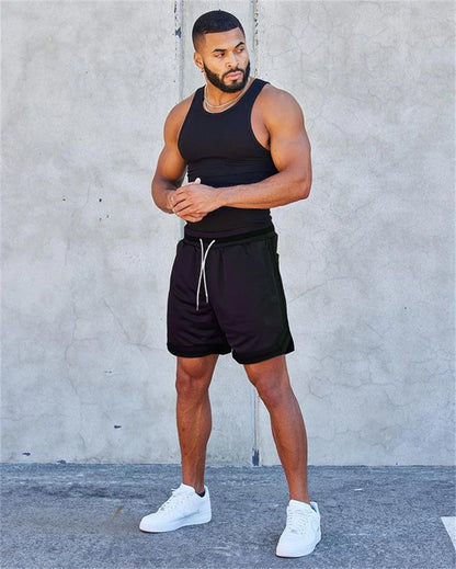 Men's double-decker Sports Shorts Mesh Quick Dry Loose Training Shorts men new Summer Fitness Joggers Casual Breathable Shorts