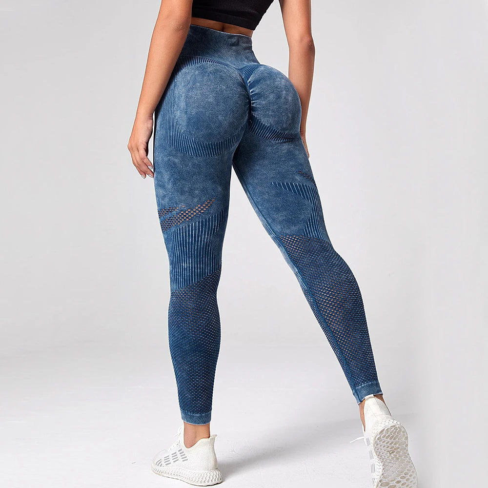 Women Leggings Washing Yoga pants Bubble Butt Push Up Fitness Legging High Waist Scrunch Tights Gym Seamless Leggings