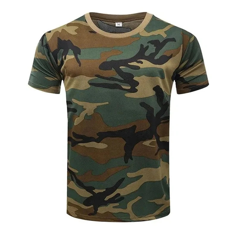 Military Camouflage Short Sleeves Men's Summer Quick Drying Sports T-shirt Outdoor Physical Training Tops Tactical T Shirts Tees