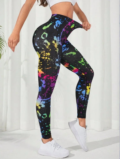 3D Print Tie Dye Sports Pants Women Seamless  Leggings High Waist Fitness Push Up Leggings Gym Clothing Workout Tights
