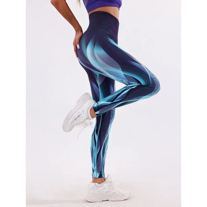 3D Print Tie Dye Sports Pants Women Seamless Leggings High Waist Fitness Push Up Leggings Gym Clothing Workout Tights