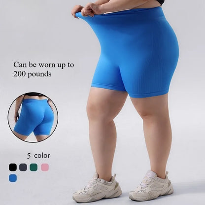 Plus Size Sports Shorts Women Seamless Skinny Shorts Outdoor Running Hip Lifting High Elastic Yoga Shorts Summer