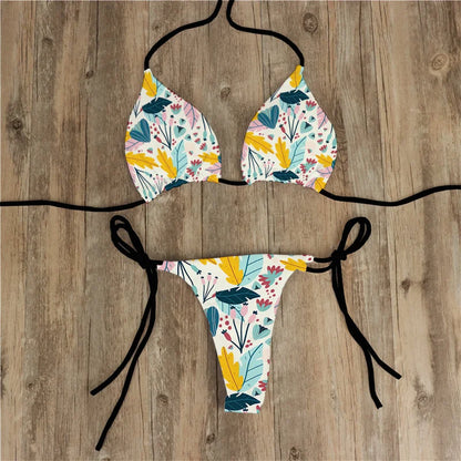 Summer Women Biquini Two Piece Suits Bikini Swimsuit Swimwear Lace Up Bikinis Set Backless Bathing Suit For Female