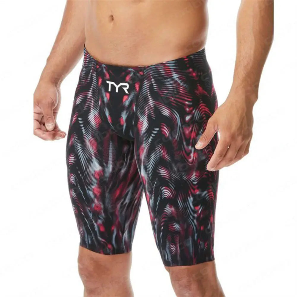 Summer Men's Swim Jammer Swimsuit Shorts Print Beach Surfing Tights Shorts Quick Dry Swimming Trunks Sports Swim Pants Swimwear