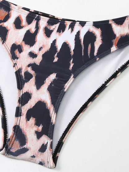 Halter Leopard Two Piece Bikini Women Swimsuit Female Padded Swimwear Bathers Bathing Swimming Swim Suit Summer Beachwear