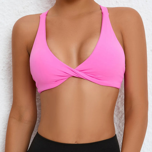 Sports Bra Women Strappy Backless High Support Impact Yoga Underwear Running Fitness Workout Gym Top Padded Bralette