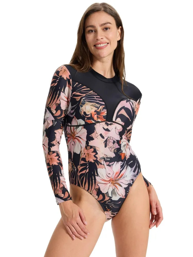 Rash Guard High Waist Swimsuit Women Summer Bathing Suit Set Long Sleeve Swimwear Women Beach Swimming Suit For Female