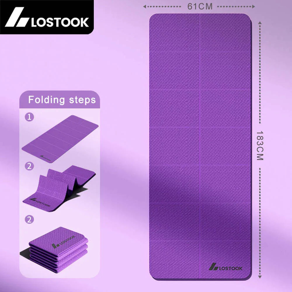 Foldable Yoga Mat Eco Friendly TPE Lightweight Double Sided Non-Slip Mat For Pilates Exercise Home Workouts
