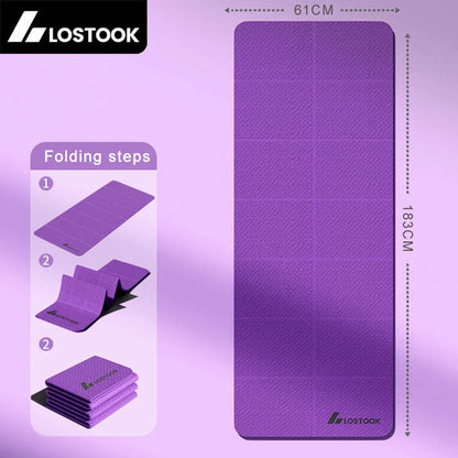 Foldable Yoga Mat Eco Friendly TPE Lightweight Double Sided Non-Slip Mat For Pilates Exercise Home Workouts