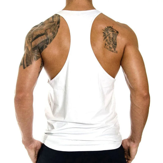 Summer 100% Cotton Bodybuilding Muscle Stringer Tank Top Men Fitness Workout Y BACK Vest