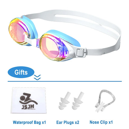 JSJM Swimming Goggles Adults Anti-fog UV Protection Lens Men Women Professional Silicone Adjustable Swimming Glasses Unisex