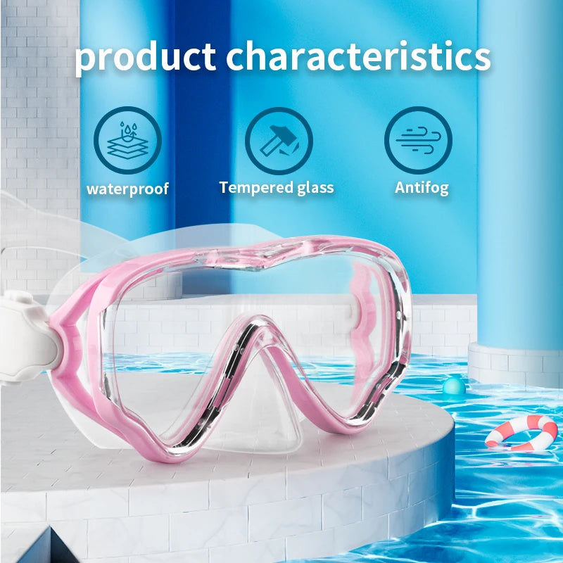Professional Big Frame Kids Swimming Goggles with Nose Cover Anti Fog Wide View Swimming Gear for Boys Girls Children Glasses
