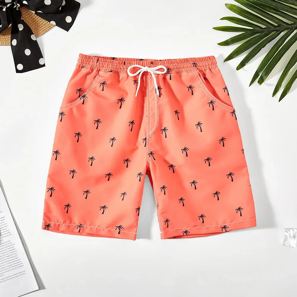 5-14Years Boys Cartoon Swimming Trunks Teen Boys Soft Beach Pants Holiday College Children's Beach Shorts