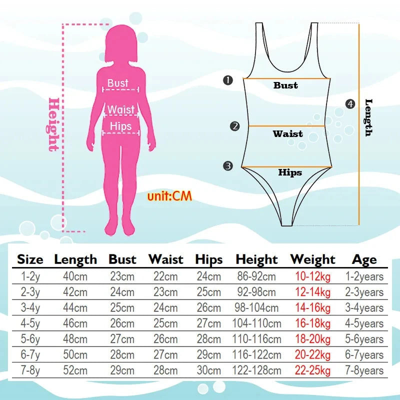 Girls Swimsuit One-Piece Mermaid Fish Scale Unicorn Children's Swimwear Girls Beachwear 2 3 4 5 6 7 8 Years