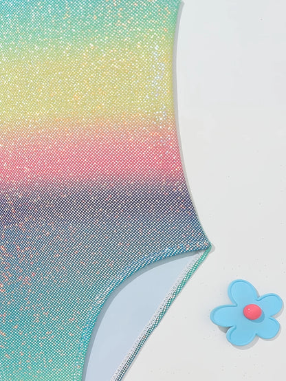 Girl's swimsuit Rainbow colour sparkles
