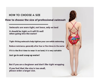 Red & Green Women's Professional Racing One-piece Swimsuits