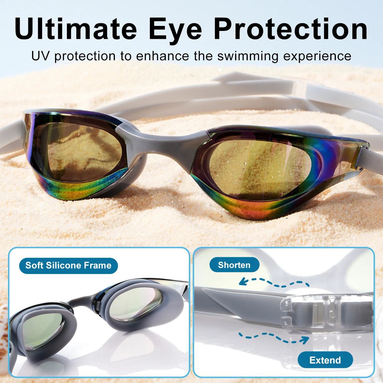 1PC Anti Fog Swim Goggles for Adults - UV Protection, No Leak Soft Silicone Gasket, Enhanced Clarity for Pool & Open Water