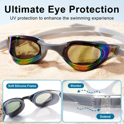 1PC Anti Fog Swim Goggles for Adults - UV Protection, No Leak Soft Silicone Gasket, Enhanced Clarity for Pool & Open Water