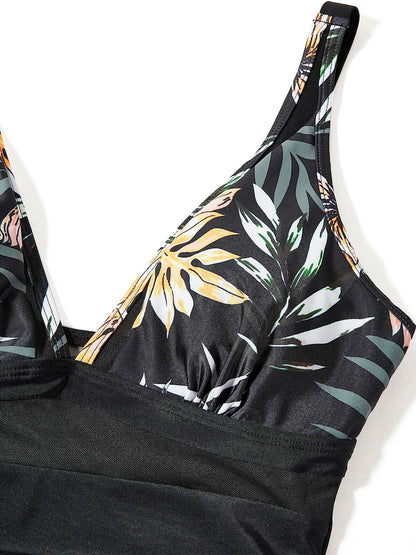 Mesh Panel Swimsuit One Piece High Cut Swimwear Women Solid Bathers Bathing Suit Female Backless Swimming Beachwear