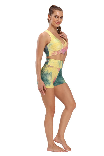 High Waist tie-dye Yoga Shorts Marble Scrunch Butt Biker Shorts Leggings Gym Fitness Pants Running Stretch Training Pants