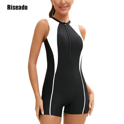 Riseado Female One Piece Korean Swimsuit abdomen control with Shorts Boyshort Sport Bathing Suit