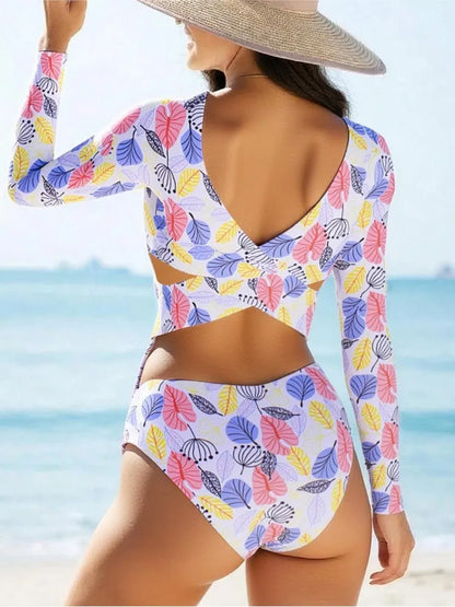 Rash Guard Swimsuit Women Summer Bathing Suit Long Sleeve Swimwear Women Beach Swimming Suit For Female