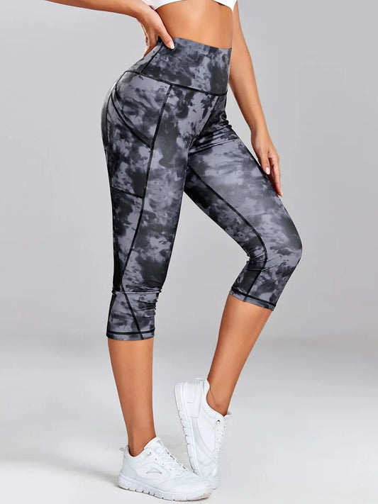 3/4 Sport Pants Women Pockets Capris Pant Leopard Female Leggings Fitness Gym High Waist Leggins Cropped Leggings
