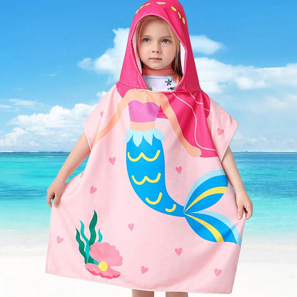 Baby Cartoon Printing Bathrobe Girls Unicorn Beach Towel Boy Shark Dinosaur Bath Towel Kids Hooded Cape Towel Children Bath Item