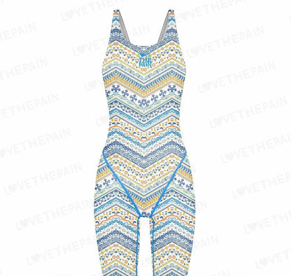 Girls Love The Pain Racer Back Knee Length Swimsuit Bodysuit Sleeveless One Piece Print Swimwear For Holiday Beach Water Sports