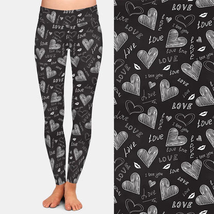 High Waist Women Fitness Leggings Fashion 3D Valentine's Pattern Printing Elastic Warm Slim Leggings