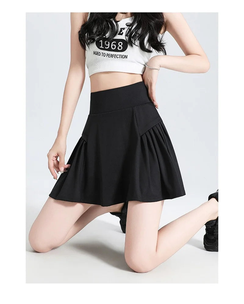 Pockets Wide Waistband Tummy Control Tennis Skirt Sports Skort Running Skirts 2 in 1 Golf Skorts Super Stretchy