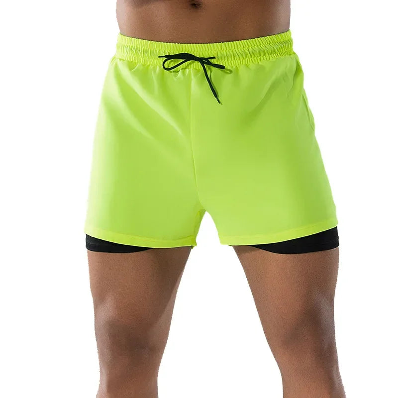 Adult Loose-Fit Flat Angle Swimming Pants for Men Quick Dry  Beach Pants Anti-Awkward Double Layer Design
