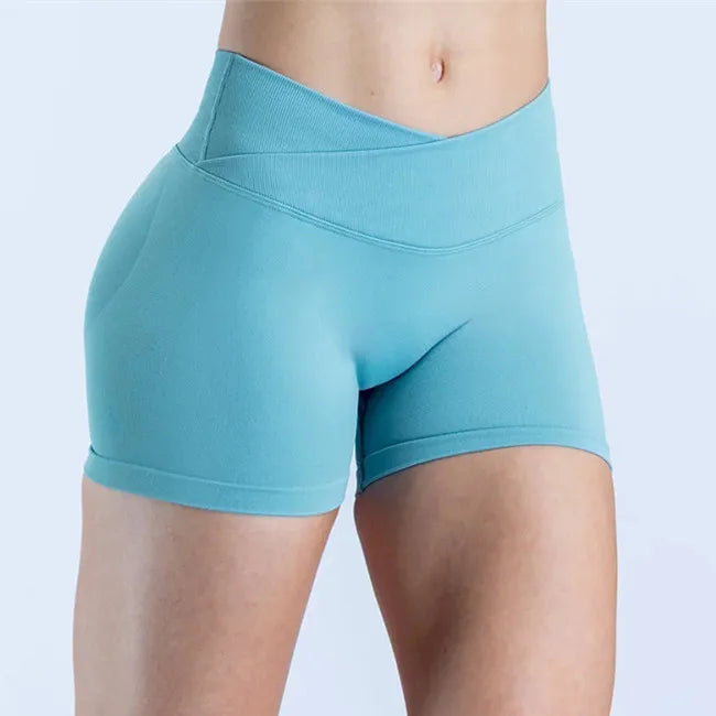 Vision Shorts  4.5" Gym Clothes Women Seamless Leggings Waist Cross Fitness Scrunch Booty Tights Running Cycling Shorts XP126