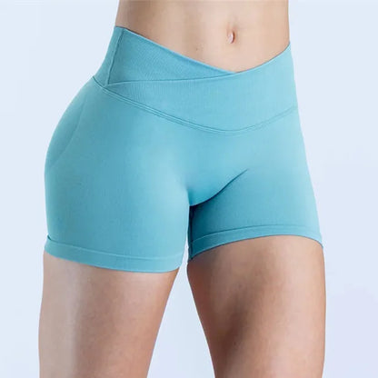 Vision Shorts  4.5" Gym Clothes Women Seamless Leggings Waist Cross Fitness Scrunch Booty Tights Running Cycling Shorts XP126