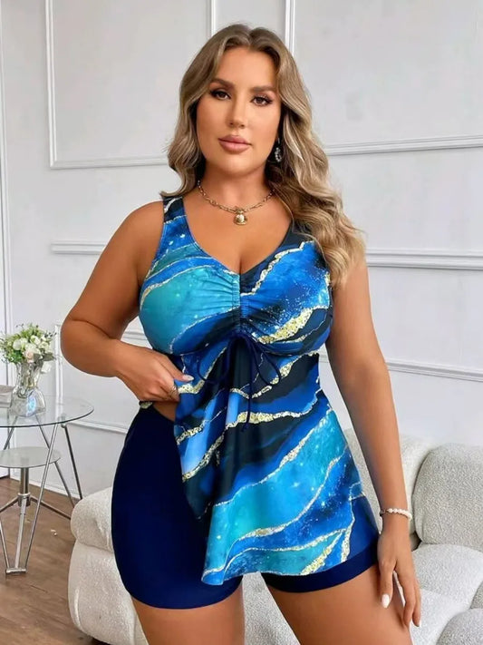 Plus Size Swimwear Women Tankini Woman Swimsuits Two Piece Swimsuit Bikini Beachwear Big Size Bathing Suit Monokini