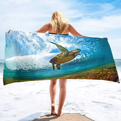 Adults Oversized Beach Towels Sand Free Sea Turtle Beach Towels Quick Dry Large Bath Towels Microfiber Lightweight Travel Towel