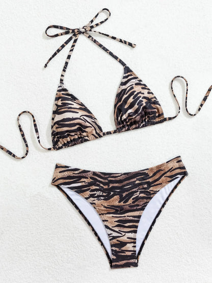Bikini's Multi Color Choice Bathing Suit Women Dot Cheetah Print Split Swimsuit Backless Lace Up Beachwear Fashion Holiday Bikini Set Summer