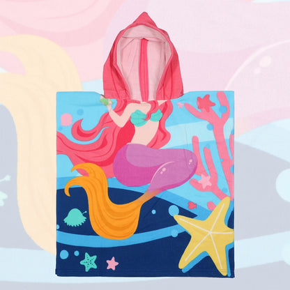Baby Cartoon Printing Bathrobe Girls Unicorn Beach Towel Boy Shark Dinosaur Bath Towel Kids Hooded Cape Towel Children Bath Item