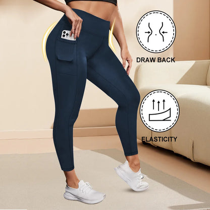 Women's High-Waisted Plus Size Yoga Leggings Butt-Lifting Workout Leggings with Pockets Elastic Activewear for Gym & Running