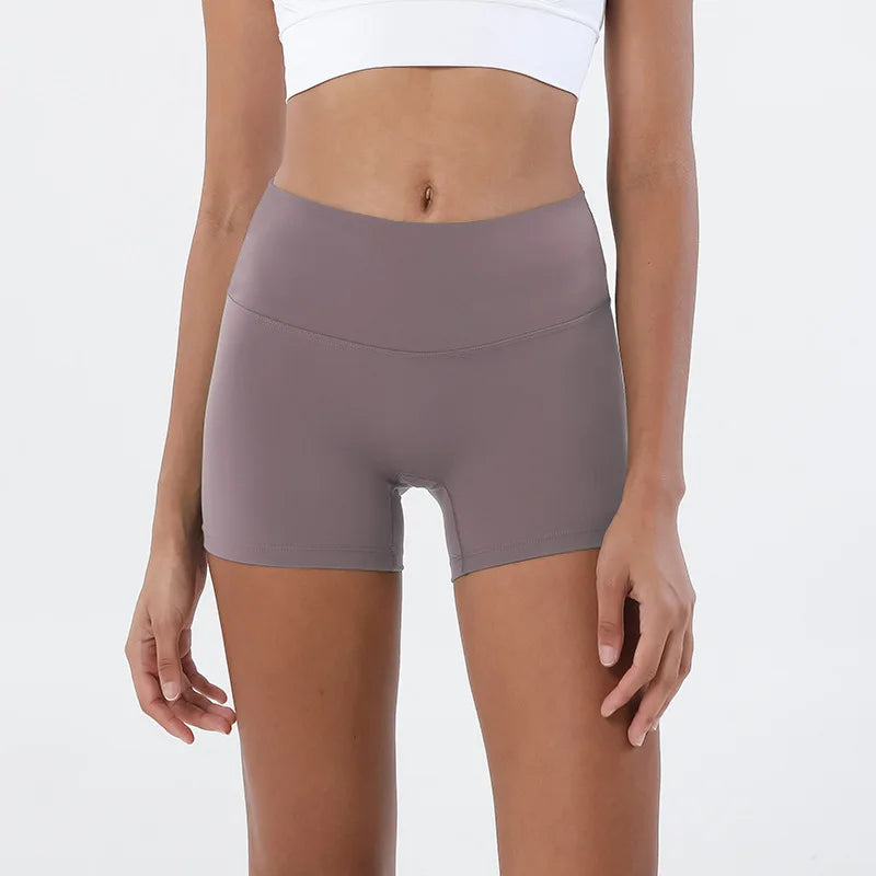 SOISOU Nylon Shorts Gym Yoga Sports Women's Cycling Shorts High Waist Elastic Tight Breathable No Awkward Lines Woman Clothing