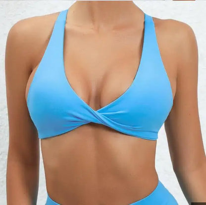 Sports Bra Women Strappy Backless High Support Impact Yoga Underwear Running Fitness Workout Gym Top Padded Bralette