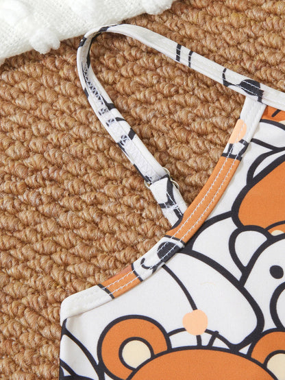 Printed Girls Swimsuit One Piece Kids Strappy Swimwear Children Swimming Bathing Swim Suit Beachwear