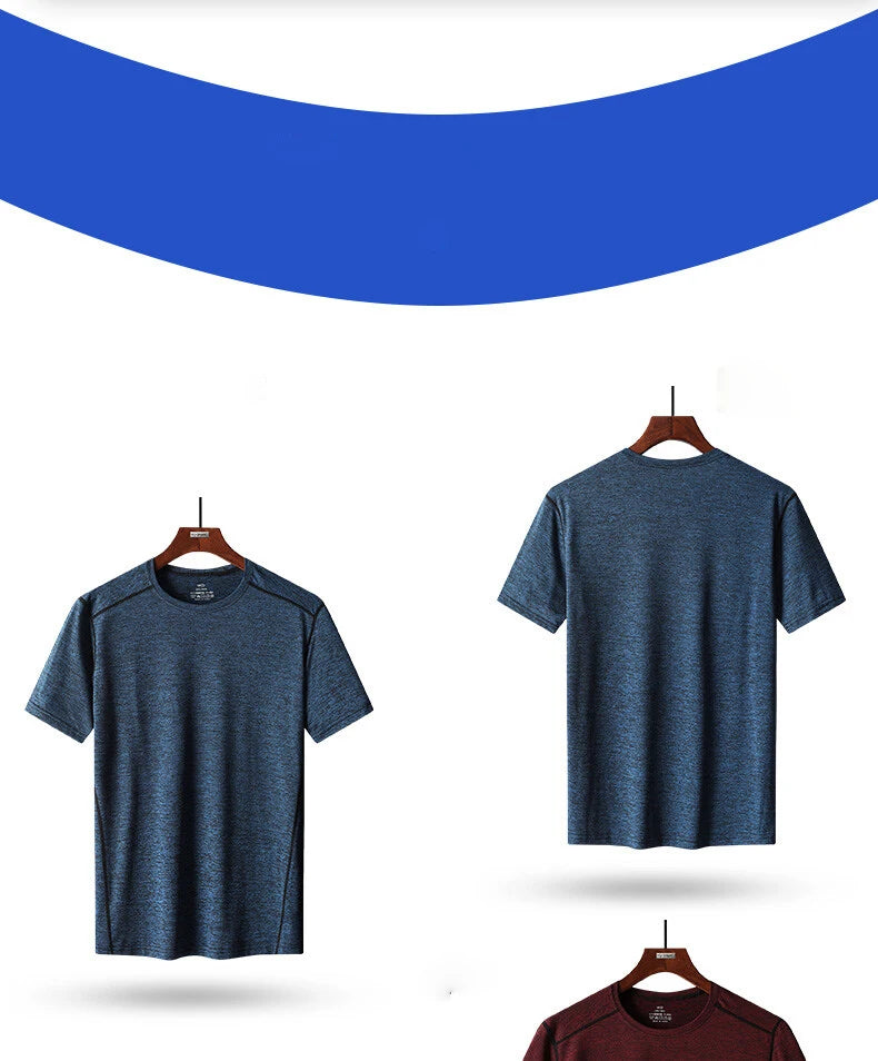 Large Size 6xl 7xl 8xl Mens T Shirt Breathable  Quick Drying Cool Summer T-shirts Sporting Outdoor Ice Silk Tee Tops