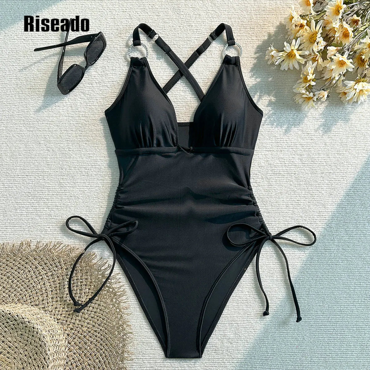 Women's Plunging V-Neck One-Piece Swimsuit with Criss-Cross Back