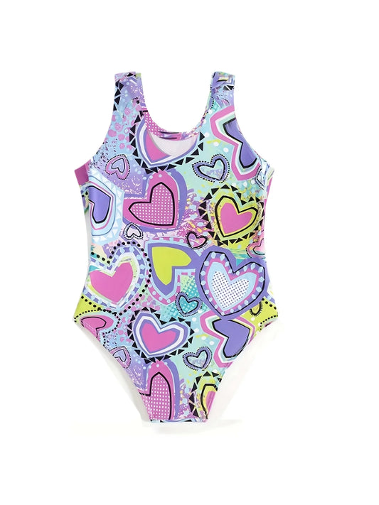 Children's One-piece Swimsuit | Cute Floral Print | Polyester Halter Design | Elastic and Comfortable Chest Pad