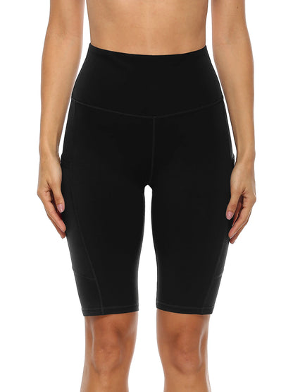 Anfilia Women Yoga Shorts Jogging  Running Sports Shorts  High-waist with Side Pockets Workout Shorts