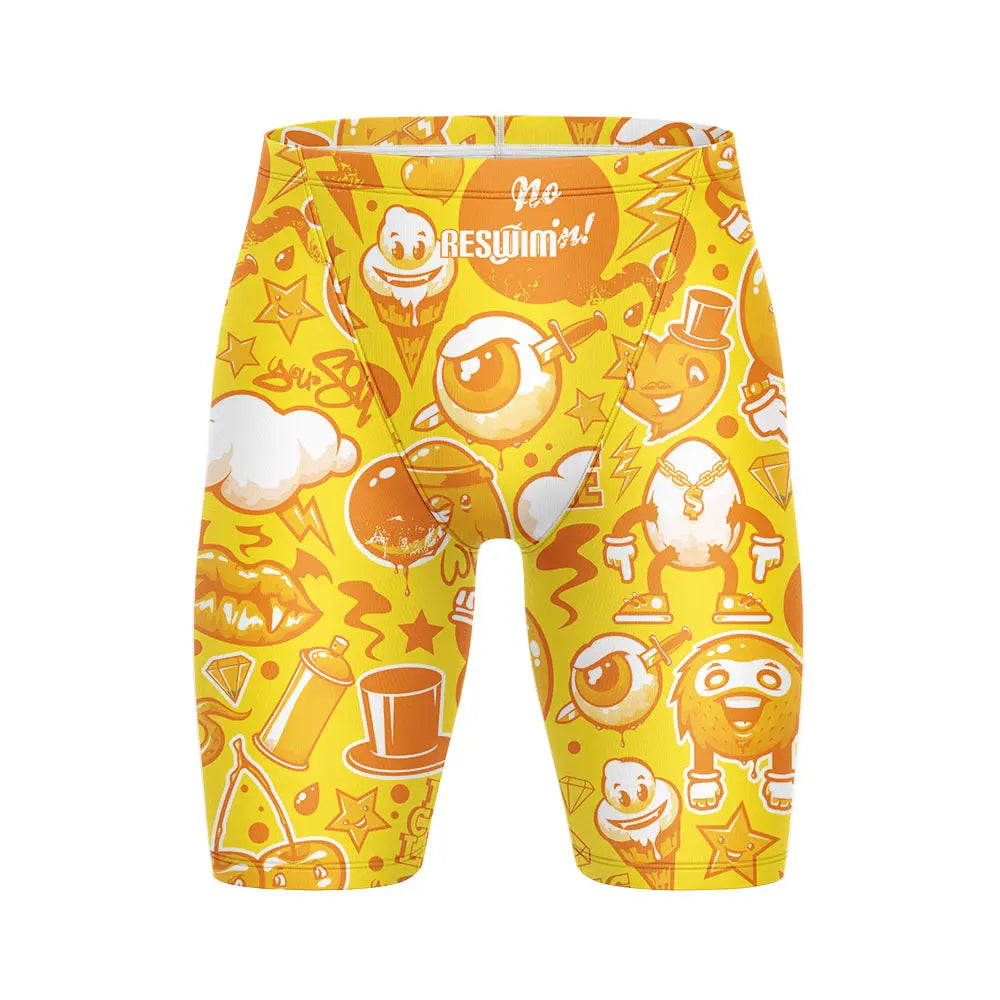 Men's Swim Jammer Athletic Practice Knee-Length Swimsuit Shorts Beach Tights Shorts Swim Pool Pants Swimming Trunks Swimwear