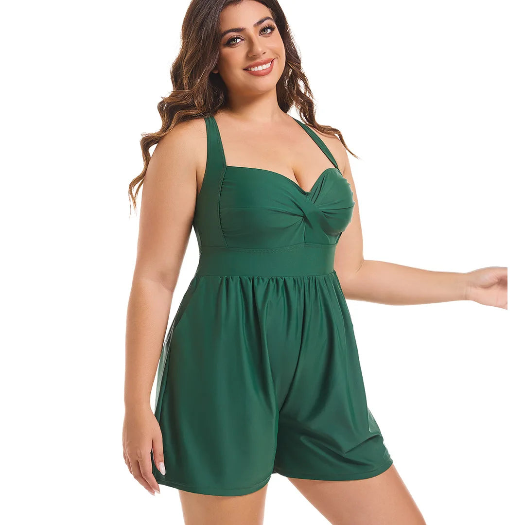 Summer Swimwear Woman Plus Size Swimsuits Curvy Women Tummy Control Bathing Suits Wide Leg Romper Beach Beach Outfits